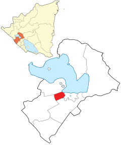 Ubicación de Ciudad Sandino en el departamento de Managua