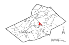 Ubicación en el condado de SchuylkillUbicación del condado en PensilvaniaUbicación de Pensilvania en EE. UU.