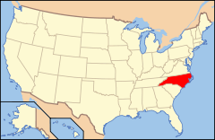 Ubicación de Carolina del Norte en EE. UU.