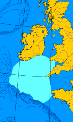 Mapa del mar Celta, un parte del Atlántico