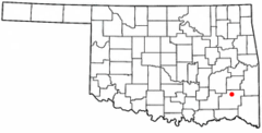 Ubicación en el condado de Pushmataha en OklahomaUbicación de Oklahoma en EE. UU.
