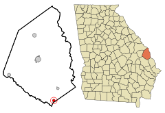 Screven County Georgia Incorporated and Unincorporated areas Oliver Highlighted.svg