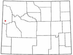 Ubicación en el condado de Teton en Wyoming Ubicación de Wyoming en EE. UU.
