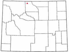 Ubicación en el condado de Big Horn en Wyoming Ubicación de Wyoming en EE. UU.