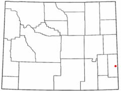 Ubicación en el condado de Goshen en Wyoming Ubicación de Wyoming en EE. UU.
