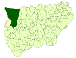 Situación de Andújar con respecto a la provincia de Jaén
