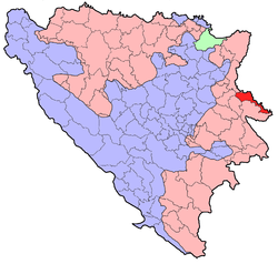 Localización de Bratunac en Bosnia-Herzegovina