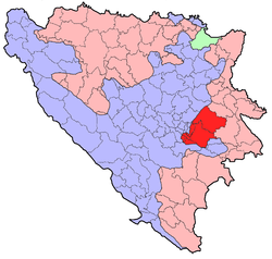 Localización de Sarajevo Oriental en Bosnia-Herzegovina