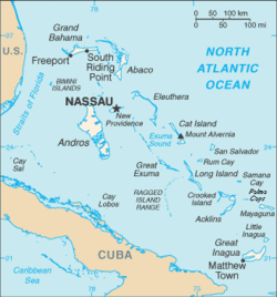 Localización de Nassau en Bahamas