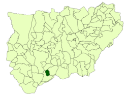 Situación de Cárcheles con respecto a la provincia de Jaén