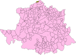 Localización del término municipal de Casares de las Hurdes en su provincia
