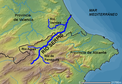 Curso del río Serpis y sus principales afluentes