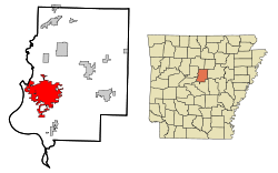 Localización en el condado de Faulkner y en el estado de Arkansas
