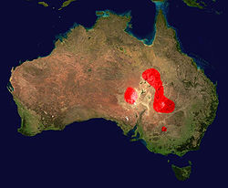 Distribución del taipán del interior (en rojo)