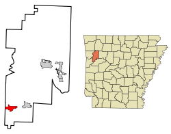 Localización en el Condado de Franklin y en el estado de Arkansas