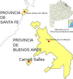 Área urbana del Gran San Nicolás de los Arroyos y las localidades incluidas en ella.