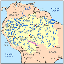 Curso del río dentro de la cuenca del río Amazonas.