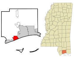 Harrison County Mississippi Incorporated and Unincorporated areas Long Beach Highlighted.svg