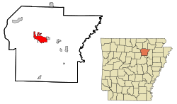 Localización en el condado de Independence y en el estado de Arkansas