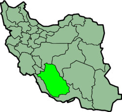 Mapa que muestra la provincia iraní de Fars