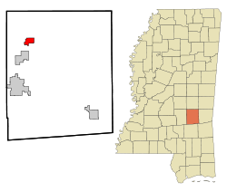 Jasper County Mississippi Incorporated and Unincorporated areas Montrose Highlighted.svg