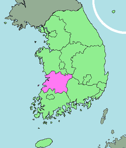 Localización de Jeolla del Norte en Corea del Sur