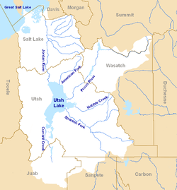 Mapa de la cuenca río Jordan-lago Utah