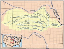 Mapa de la cuenca del río Kansas