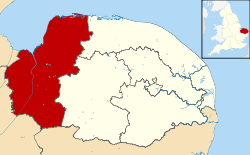 Ubicación de King's Lynn and West Norfolk en el condado de Norfolk.