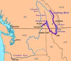Localización del río Kootenay