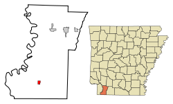 Localización en el Condado de Lafayette y en el estado de Arkansas