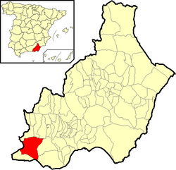 Situación de Berja en la provincia de Almería