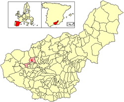Situación de Casanueva en la provincia de Granada