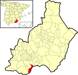 Situación de Roquetas de Mar en la provincia de Almería