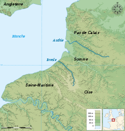 Localización aproximada de la boca del  Canche (el río no está destacado)