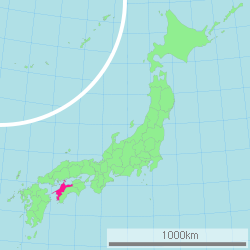 Mapa de Japón resaltando la prefectura de Ehime