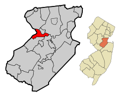 Localización de New Brunswick en el Condado de Middlesex y en el estado de Nueva Jersey.