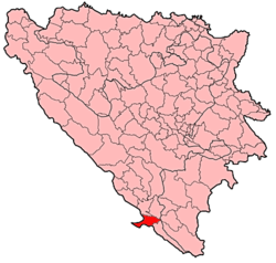 Localización de Neum en Bosnia-Herzegovina