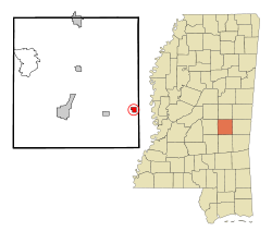 Newton County Mississippi Incorporated and Unincorporated areas Chunky Highlighted.svg