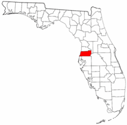 Mapa de Florida con el Condado de Pasco resaltado