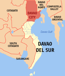 Mapa de Davao del Sur que muestra la situación de Davao