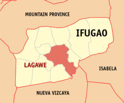Mapa de la provincia de Ifugao que muestra la situación de Lagawe