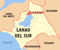 Mapa de Lanao del Sur que muestra la situación de Marawi
