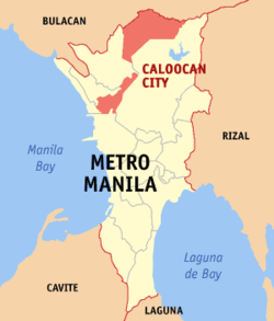 Mapa de la Gran Manila que muestra la situación de Caloocan