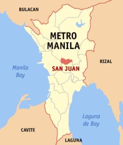 Mapa de la Gran Manila que muestra la situación de San Juan