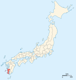 Mapa provincial de Japón con la provincia de Satsuma resaltada