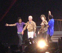 The Rolling Stones en Niza, Francia en 2006.De izq. a der.: Ron Wood, Charlie Watts, Mick Jagger y Keith Richards.