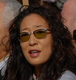Sandra Oh en la huelga de guionistas (2007)