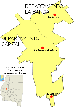 Área urbana de Santiago del Estero - La Banda y las localidades incluidas en ella.