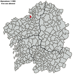 Localización de Sada en Galicia.